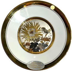 LAL Chokin Engraved Gilded Plate Dish Gold Ancient Japanese Craft FREE SHIPPING